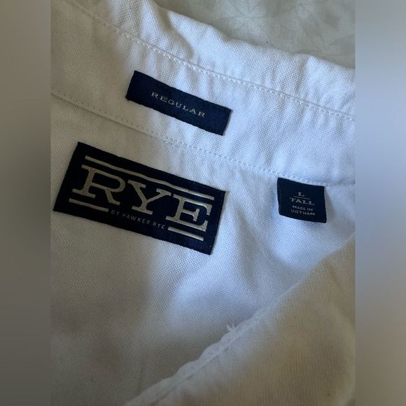 RYE regular white and blue button down shirt size L Tall - Picture 2 of 10